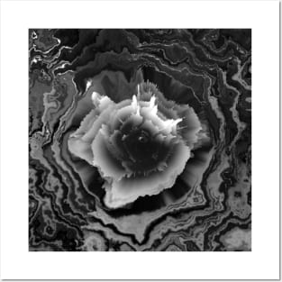 Black Rose Marble Acrylic Fluid Pour Posters and Art